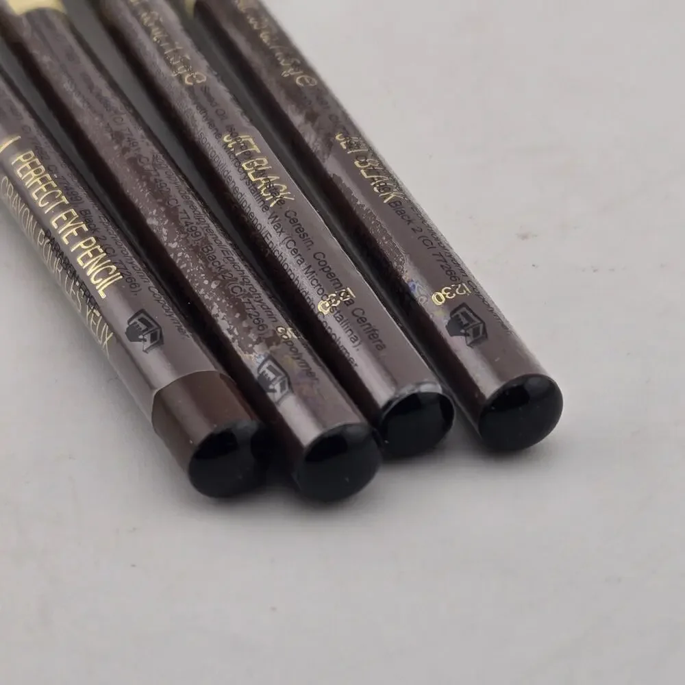 IMAN Perfect Eye Pencil Eyeliner Set Of 4 Jet Black w/ Sharpener Cap .05 Oz New